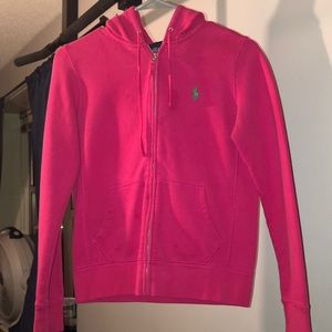 Hot pink polo sweater hoodie
